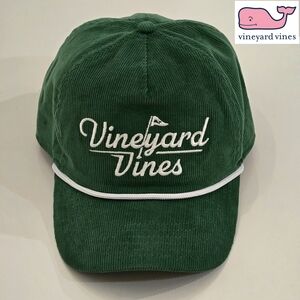 NWT Vineyard Vines Green Corduroy and White Embroidered Logo Golf Hat